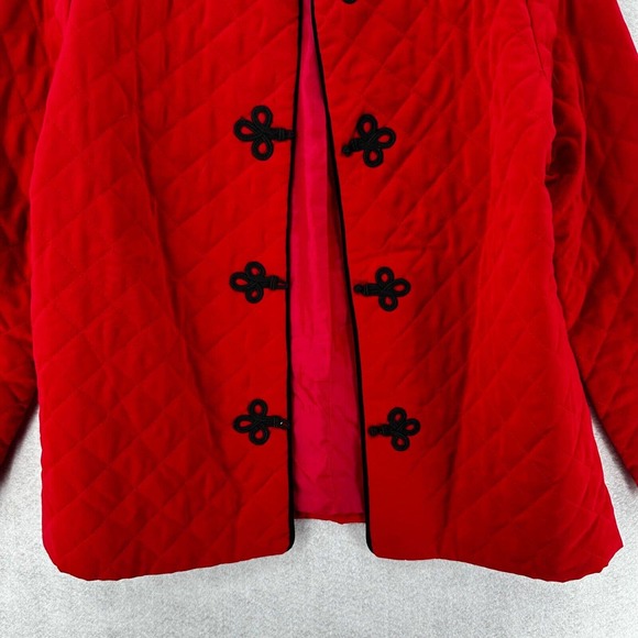 Susan‎ Graver Style Womens MEDIUM Jacket Red Quilted Frog Closure Chinese - Picture 4 of 13